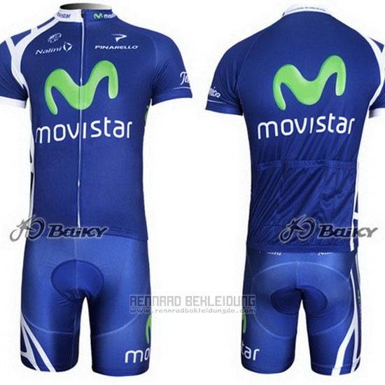 2011 Fahrradbekleidung Movistar Blau Trikot Kurzarm und Tragerhose